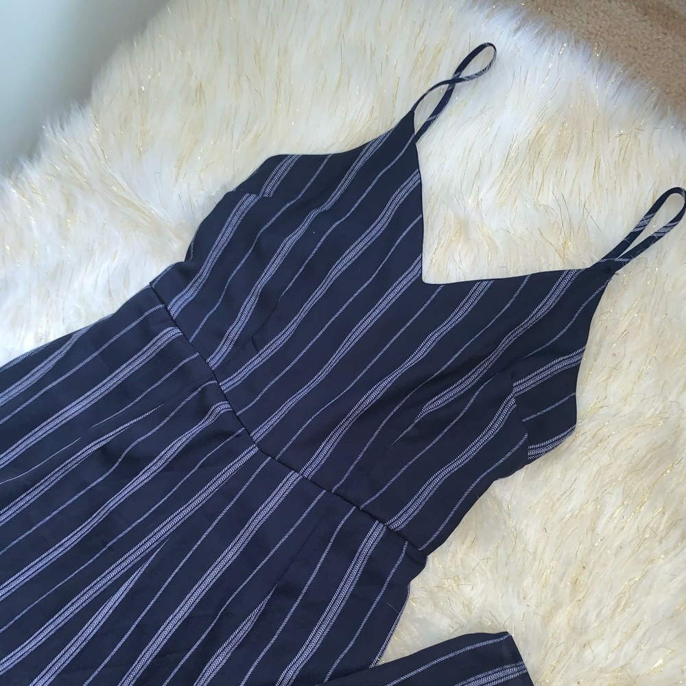 Navy and White Patterned Jumpsuit